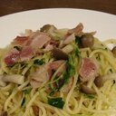 シンプル！豆苗(とうみょう)とベーコンのスパゲティ